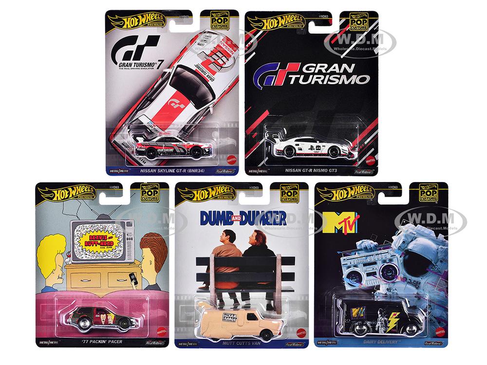 Pop Culture 2024 5 piece Set C Premium Series Diecast Model Cars by Hot Wheels