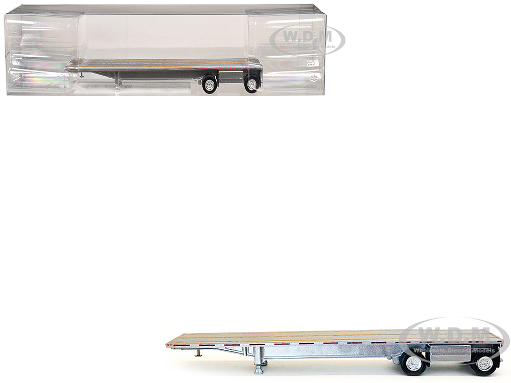 48ft Spread-Axle Flatbed Trailer Silver Top 1/87 (HO) Plastic Model by Promotex