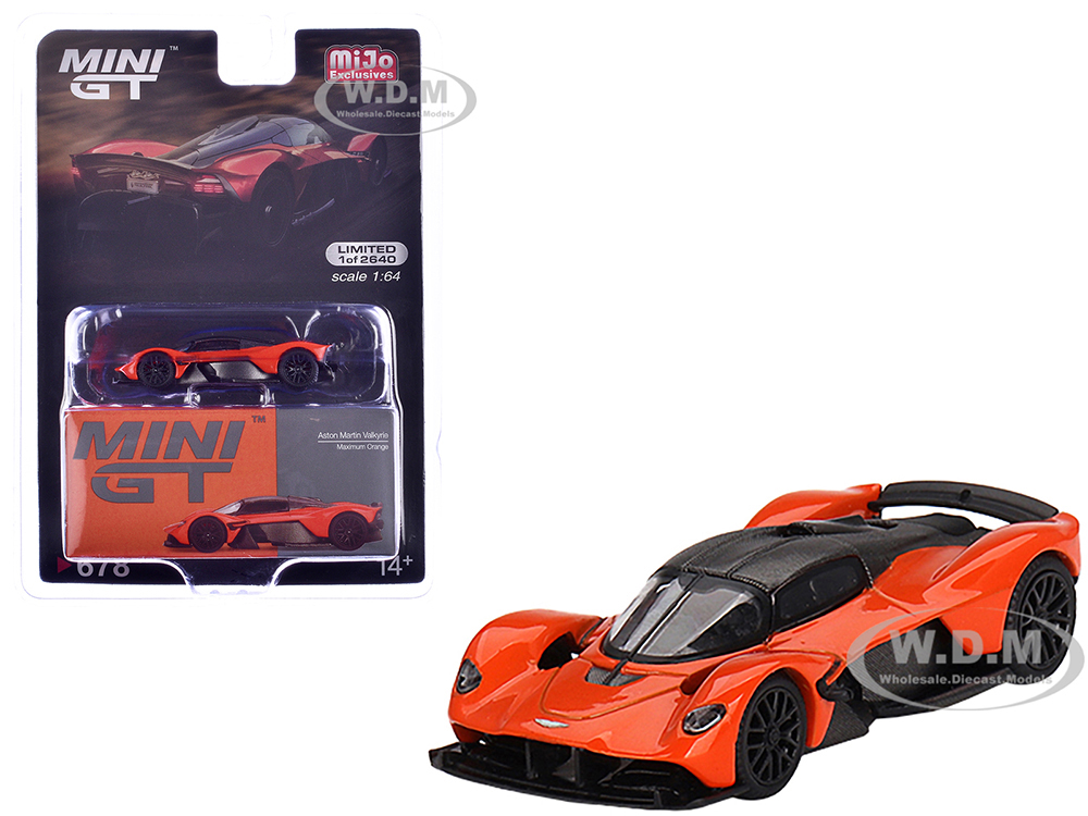 Aston Martin Valkyrie Maximum Orange with Carbon Top Limited Edition to 2640 pieces Worldwide 1/64 Diecast Model Car by Mini GT