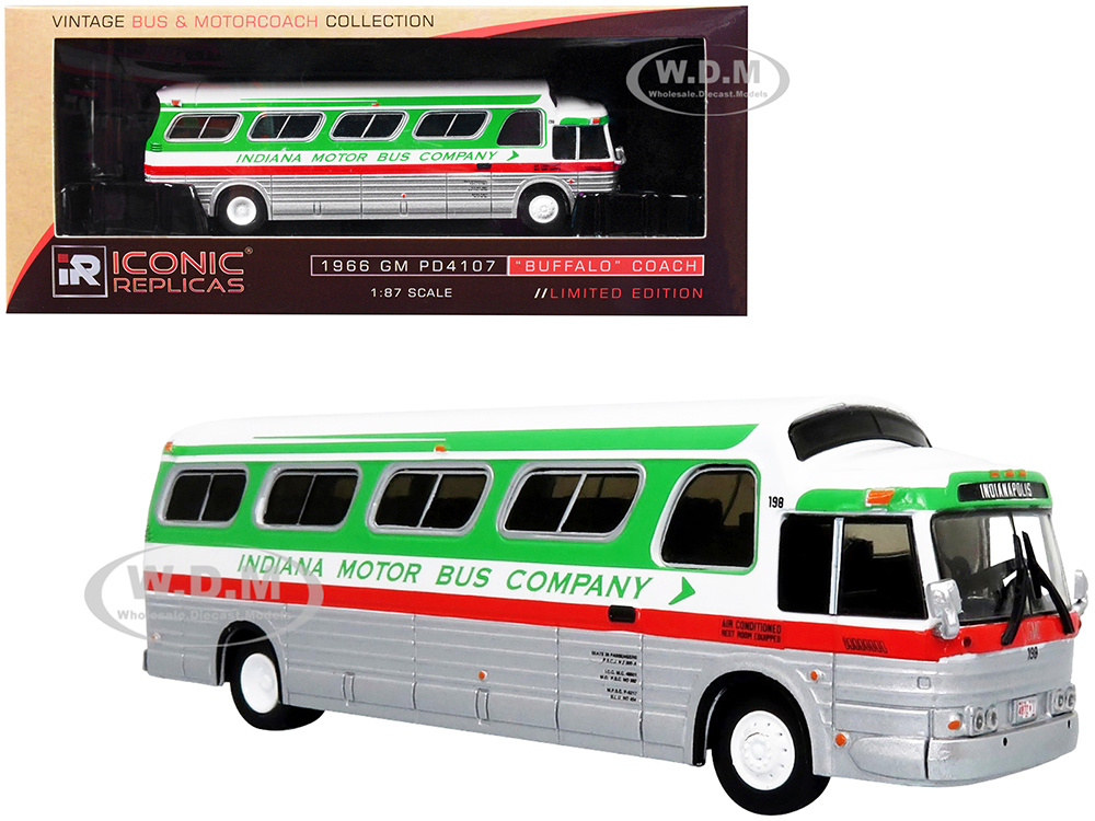 1966 GM PD4107 Buffalo Coach Bus Indiana Motor Bus Company Destination: Indianapolis Vintage Bus & Motorcoach Collection 1/87 Diecast Model by Iconic Replicas