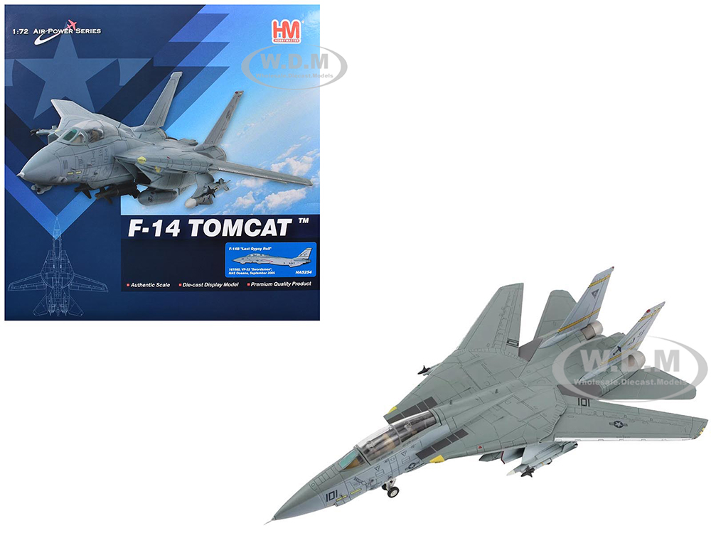 Grumman F-14B Tomcat Fighter Aircraft Last Gypsy Roll VF-32 Swordsmen NAS Oceana (2005) United States Navy Air Power Series 1/72 Diecast Model by Hobby Master