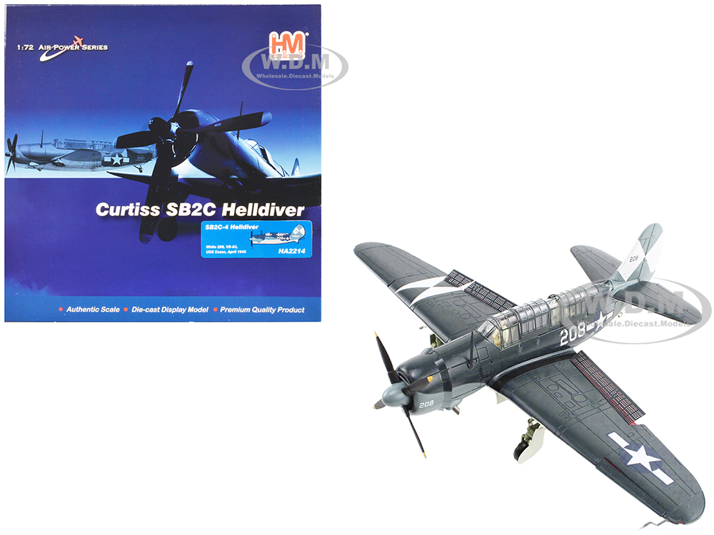 Curtiss SB2C-4 Helldiver Bomber Aircraft VB-83 USS Essex (1945) United States Navy Air Power Series 1/72 Diecast Model by Hobby Master