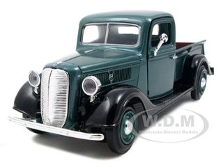 1937 Ford Pickup Truck Green and Black 1/24 Diecast Model Car by Motormax