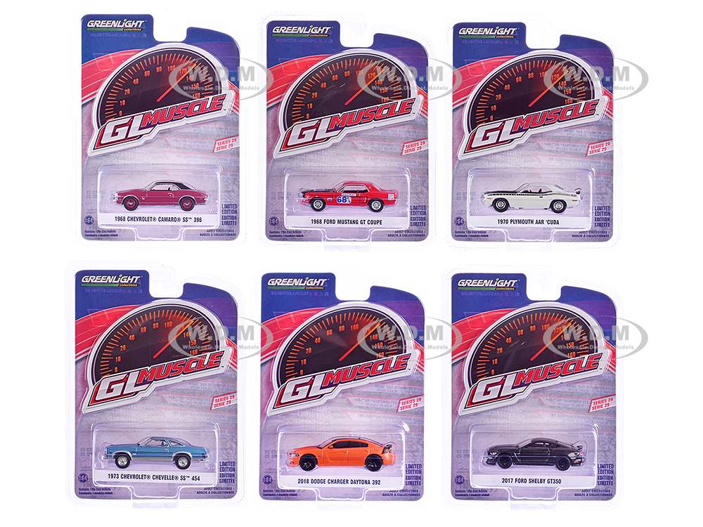 "GreenLight Muscle" Set of 6 pieces Series 29 1/64 Diecast Model Cars by Greenlight