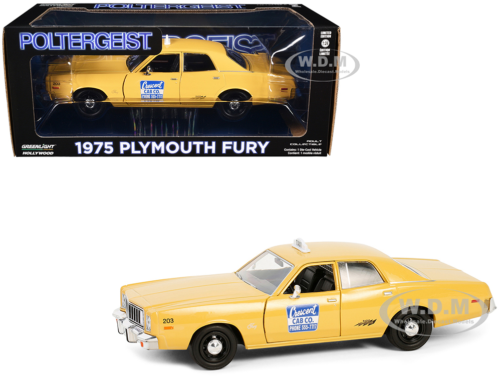 1975 Plymouth Fury Taxi Crescent Cab Co. Yellow Poltergeist (1982) Movie Hollywood Series 20 1/24 Diecast Model Car by Greenlight