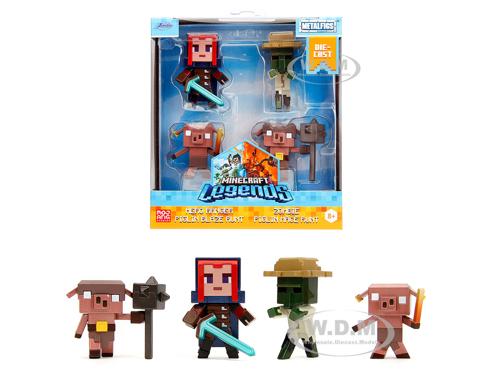 Set of 4 Diecast Figures Minecraft Legends Video Game Metalfigs Series Diecast Models by Jada