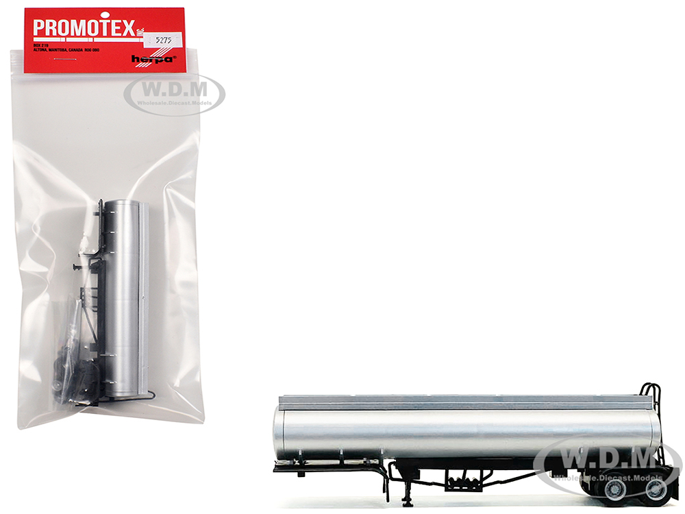 Elliptical Tanker Trailer Silver 1/87 (HO) Plastic Model by Promotex