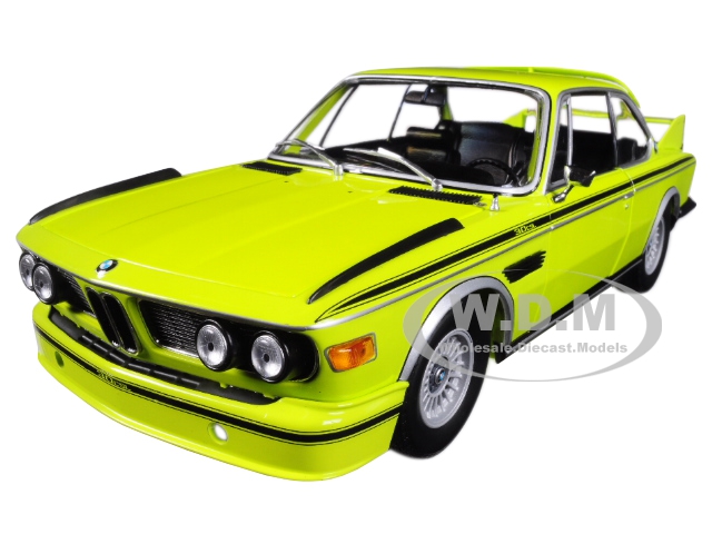 1973 Bmw 3.0 Csl (e9) Coupe Yellow With Stripes Limited Edition To 504 Pieces Worldwide 1/18 Diecast Model Car By Minichamps