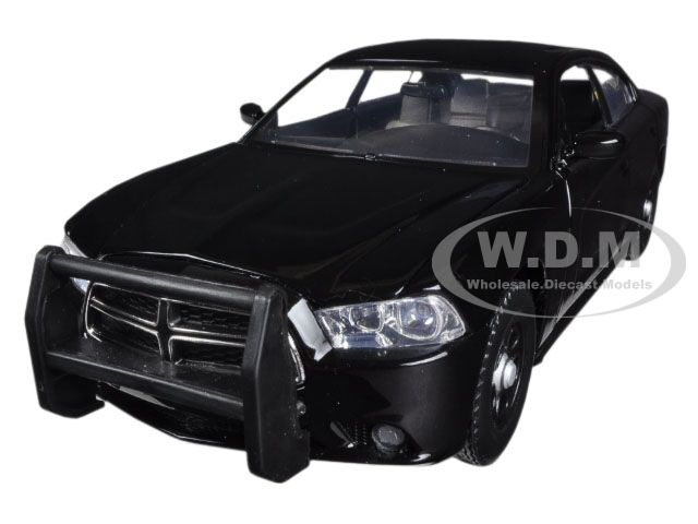 2011 Dodge Charger Pursuit Slick Top Unmarked Police Car Black 1/24 Diecast Model Car By Motormax