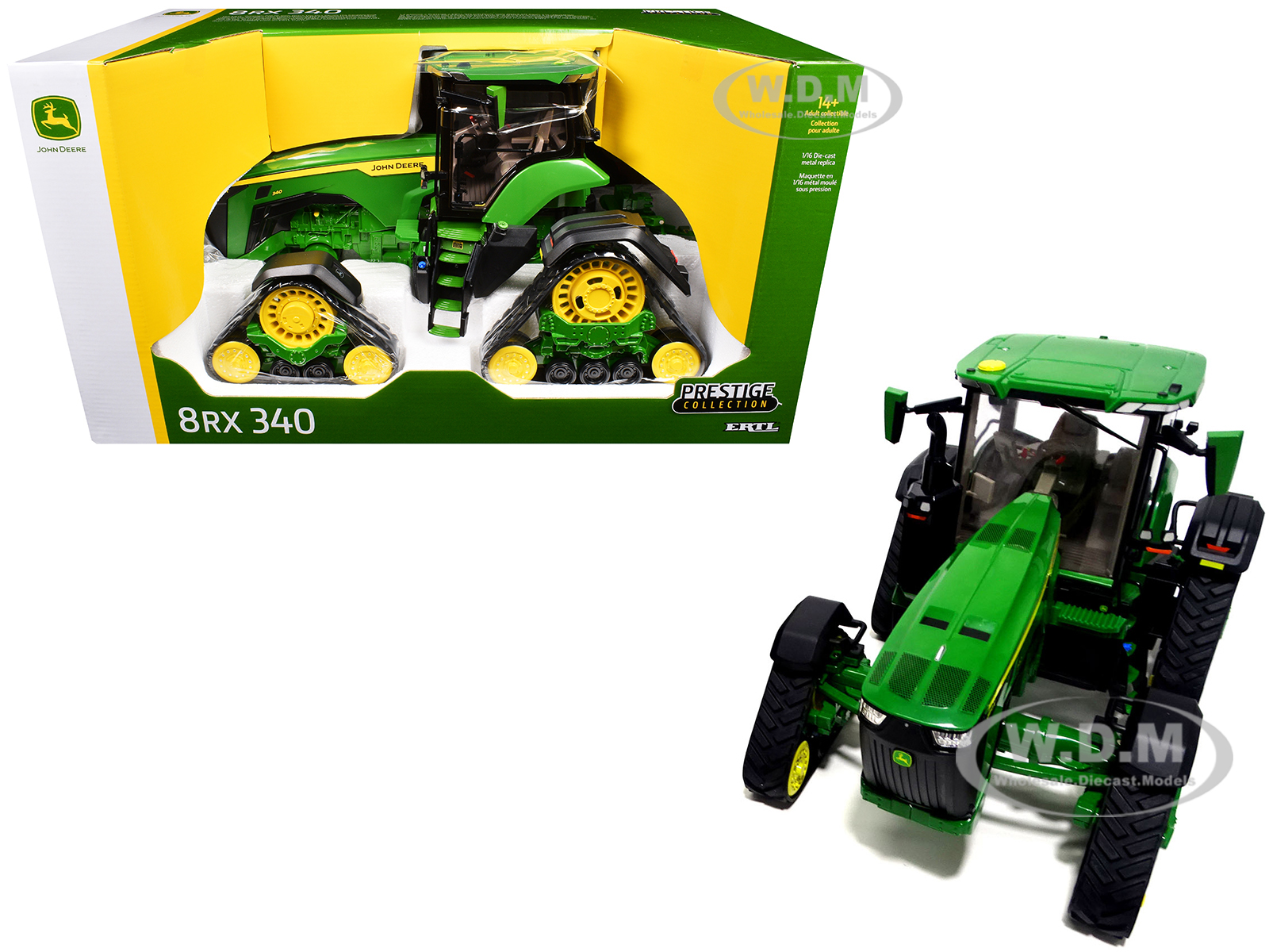 John Deere 8RX 340 Track-Type Tractor Green "Prestige Collection" 1/16 Diecast Model by ERTL TOMY