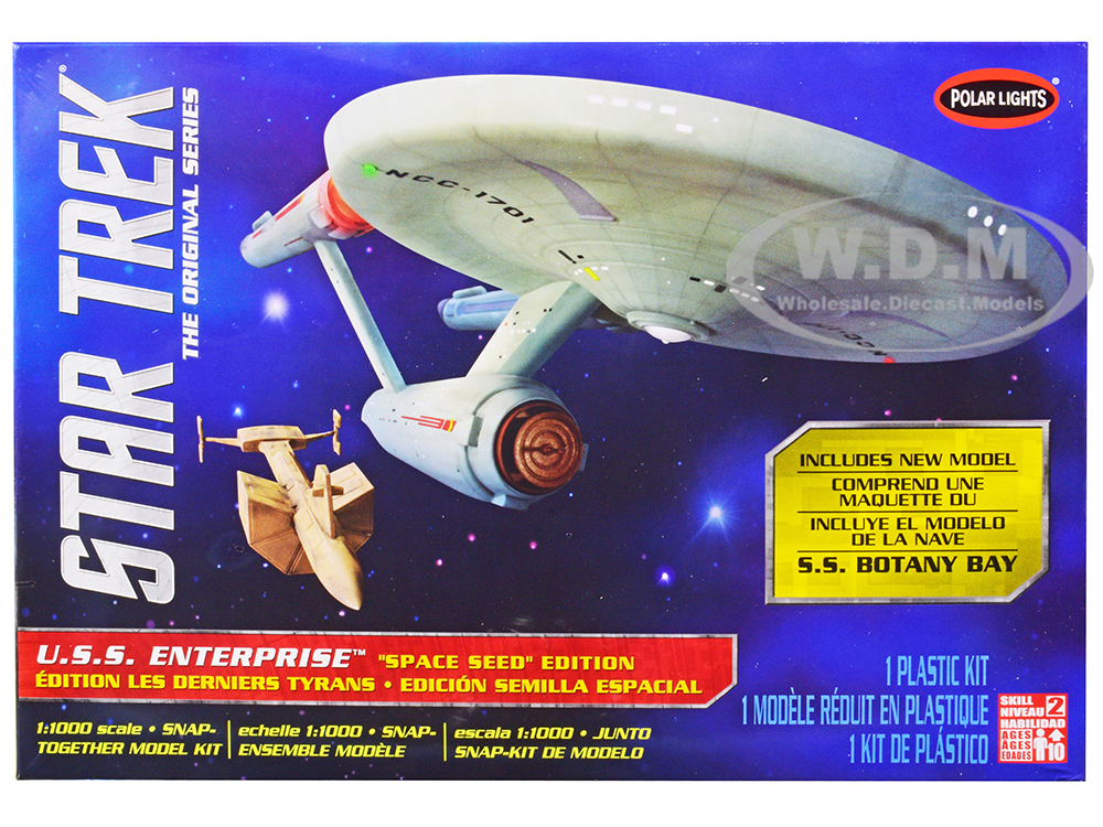 Skill 2 Model Kit Star Trek U.S.S. Enterprise and S.S. Botany Bay The Original Series Space Seed Edition Snap-Together 1/1000 Scale Model by Polar Lights