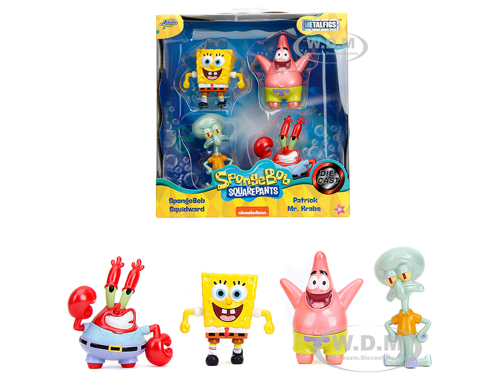 Set of 4 Diecast Figures SpongeBob SquarePants (1999-Current) TV Series Metalfigs Series Diecast Models by Jada