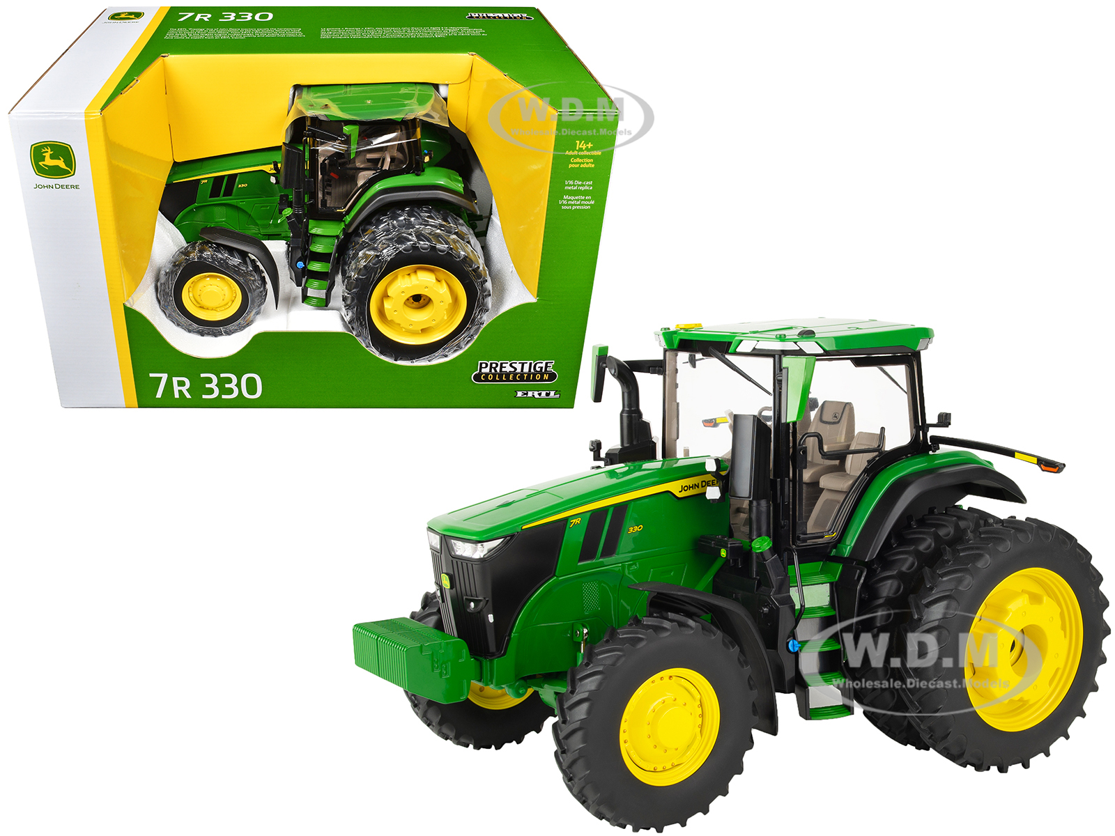 John Deere 7R 330 Tractor with Dual Wheels Green Prestige Collection 1/16 Diecast Model by ERTL TOMY