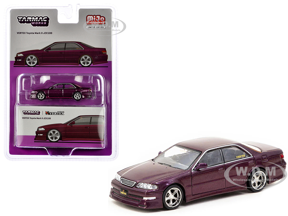 Toyota Mark II JZX100 VERTEX RHD (Right Hand Drive) Purple Metallic Global64 Series 1/64 Diecast Model by Tarmac Works