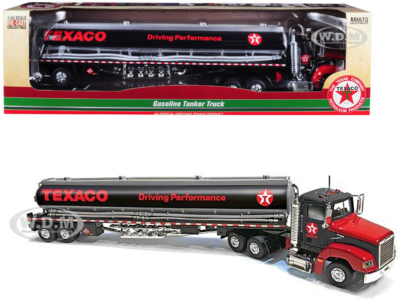 "texaco" Gasoline Tanker Truck "driving Performance" Black 1/43 Diecast Model By Autoworld
