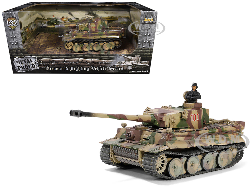 German Sd.Kfz.181 PzKpfw VI Tiger Ausf. E Heavy Tank Tiger I (Early Production) Schwere Panzerabteilung 505 No. 100 Eastern front Kursk (1943) German Army Engine Plus Series 1/32 Diecast Model by Metal Proud