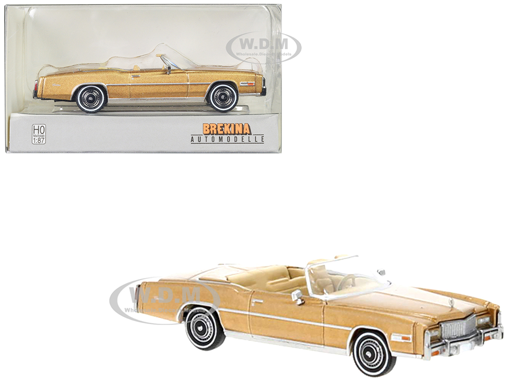 1976 Cadillac Eldorado Convertible Beige Metallic 1/87 (HO) Scale Model Car by Brekina