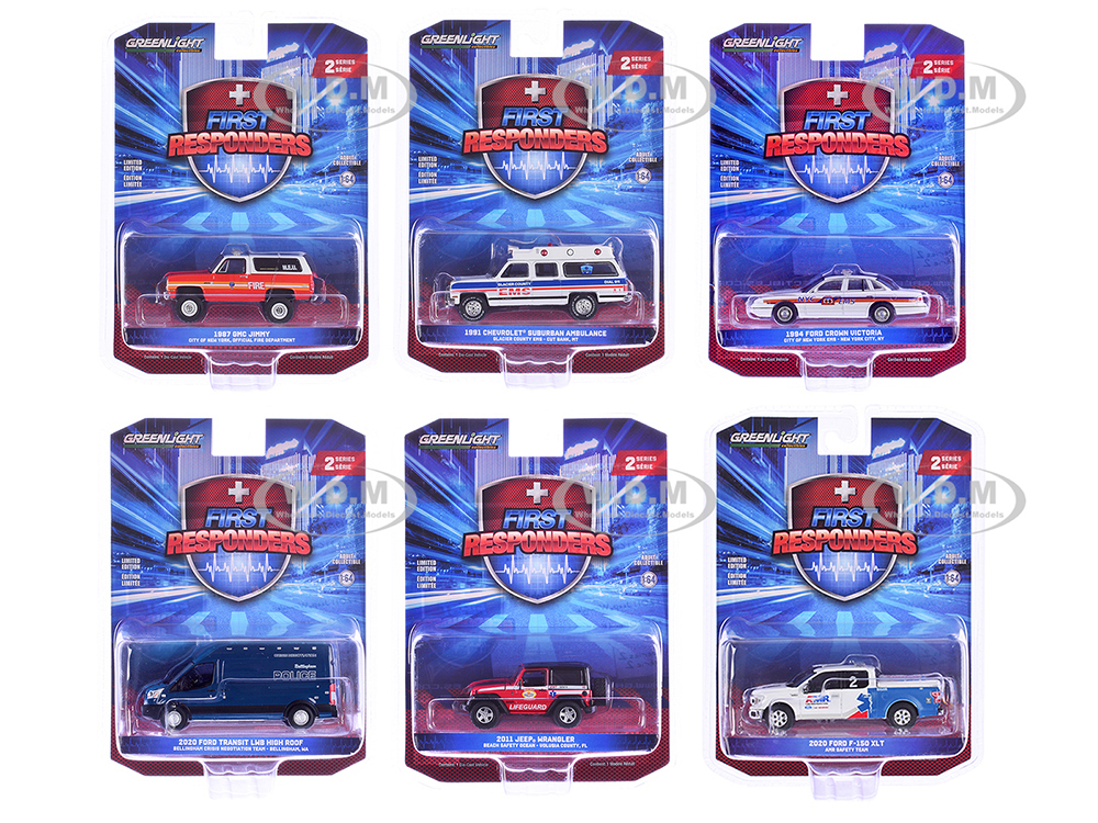 "First Responders" Set of 6 pieces Series 2 1/64 Diecast Model Cars by Greenlight