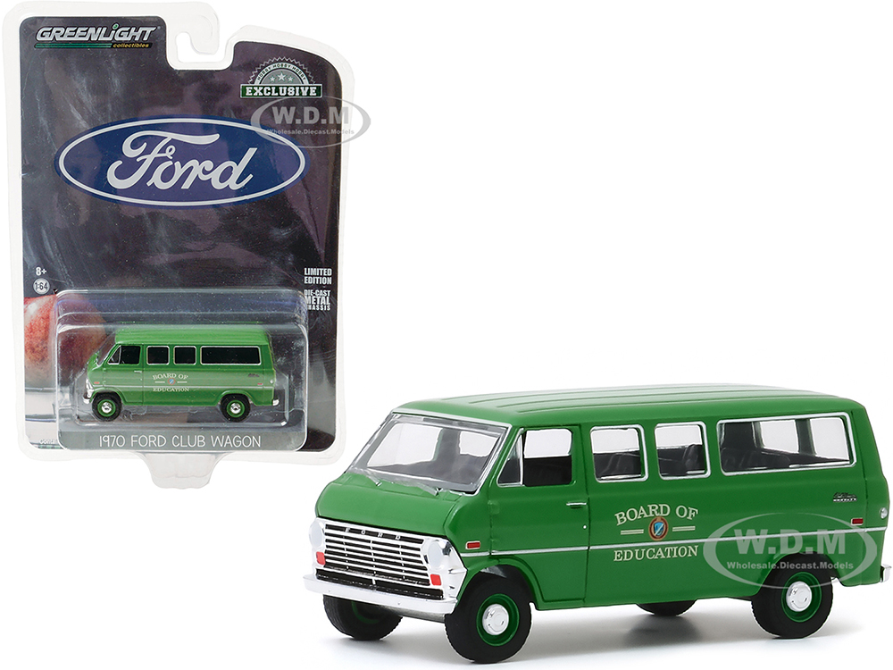 1970 Ford Club Wagon Van Green Board of Education Hobby Exclusive 1/64 Diecast Model by Greenlight