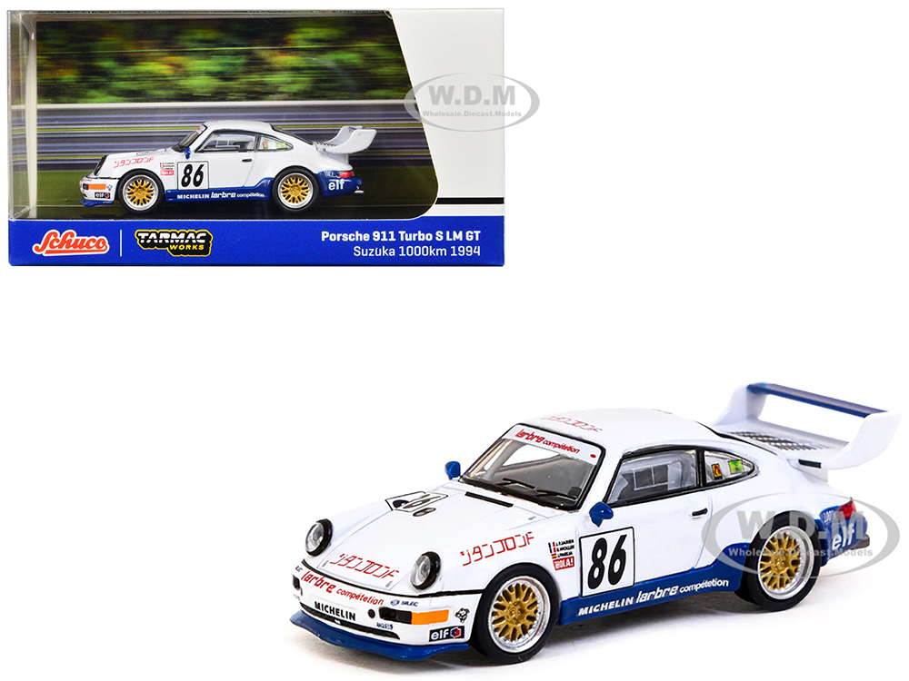 Porsche 911 Turbo S LM GT #86 Jean-Pierre Jarier - Bob Wollek - Jesus Pareja Larbre Competition Winner Suzuka 1000km (1994) Collab64 Series 1/64 Diecast Model Car by Schuco &amp; Tarmac Works