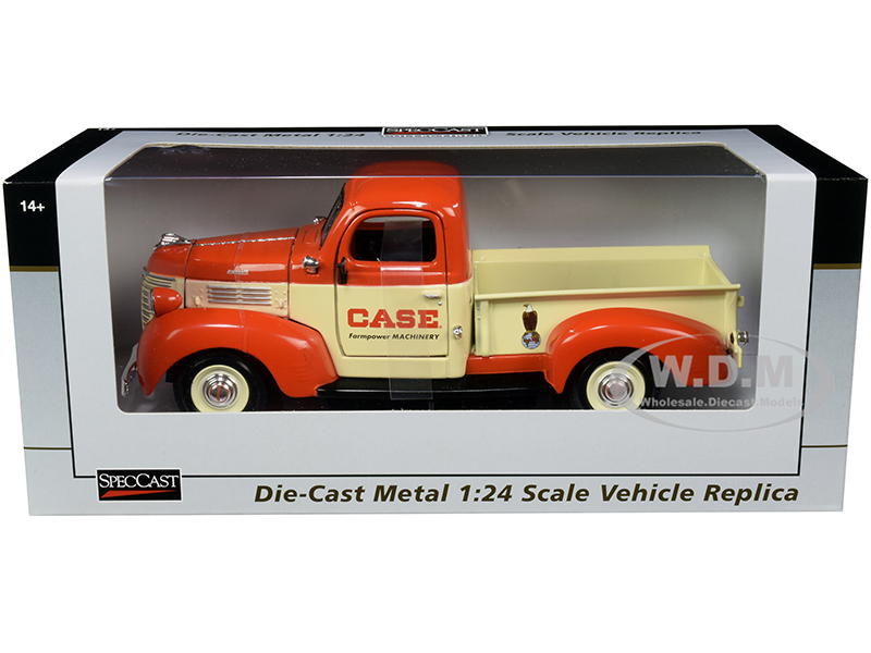 1941 Plymouth Pickup Truck "Case" Orange and Yellow 1/24 Diecast Model Car by SpecCast