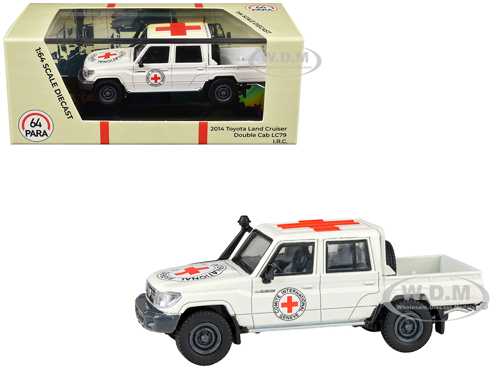 2014 Toyota Land Cruiser LC 79 Pickup Truck White International Red Cross 1/64 Diecast Model Car by Paragon Models