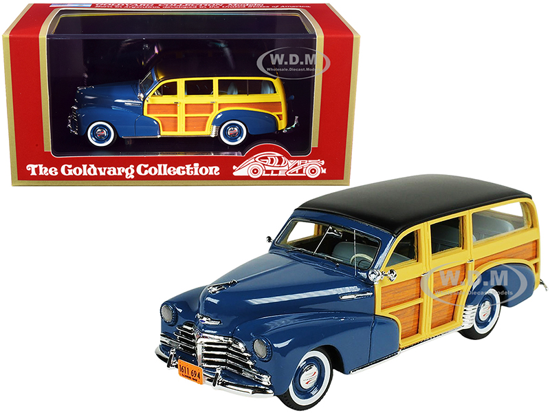 1948 Chevrolet Fleetmaster Woodie Station Wagon Como Blue with Black Top Limited Edition to 240 pieces Worldwide 1/43 Model Car by Goldvarg Collection