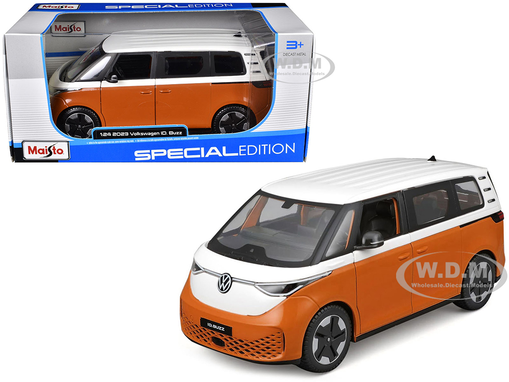 2023 Volkswagen ID. Buzz Van Orange and White Special Edition Series 1/24 Diecast Model Car by Maisto