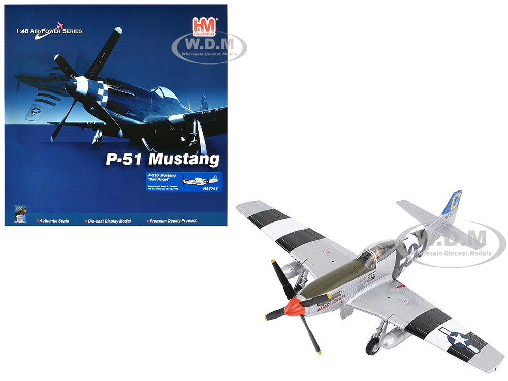 North American P-51D Mustang Fighter Aircraft Bad Angel Lieutenant Louis E. Curdes 4th Fighter Squadron 3rd Air Commando Group Laoag (1945) United States Army Air Force Air Power Series 1/48 Diecast Model by Hobby Master