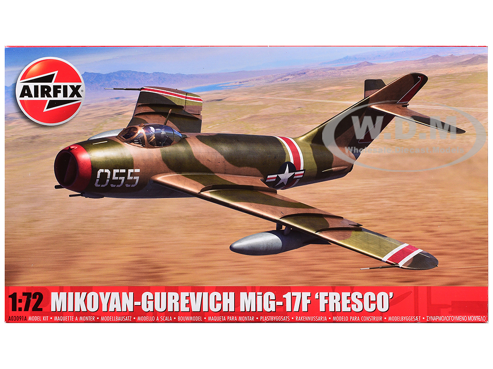 Level 2 Model Kit Mikoyan-Gurevich MiG-17F Fresco Fighter Aircraft with 2 Scheme Options 1/72 Plastic Model Kit by Airfix