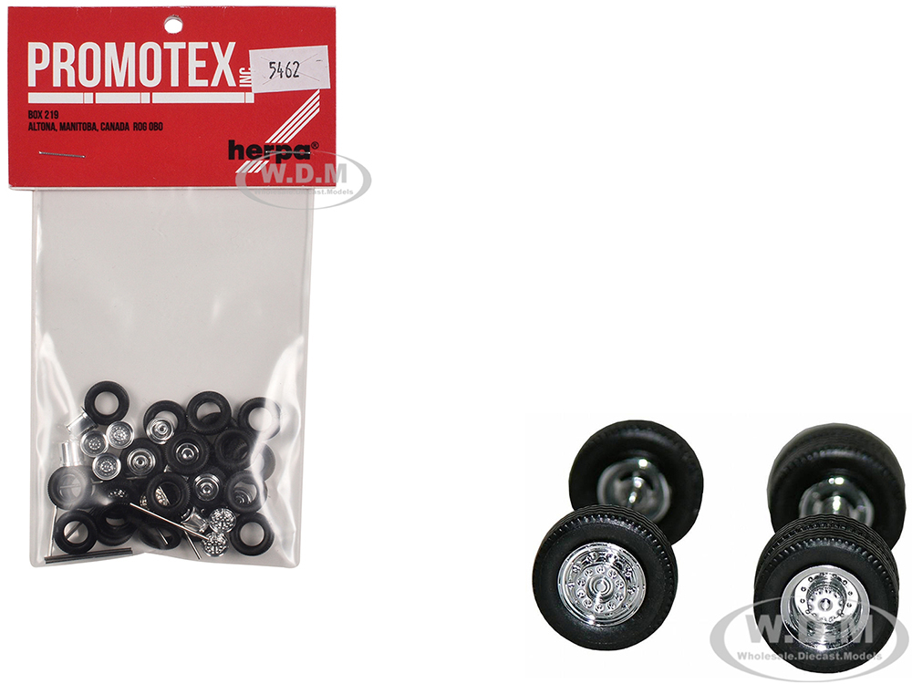 Chrome Plated Wheels with Planetary Hubs Set (4 Front and 4 Rear) 1/87 (HO) Plastic Model by Promotex