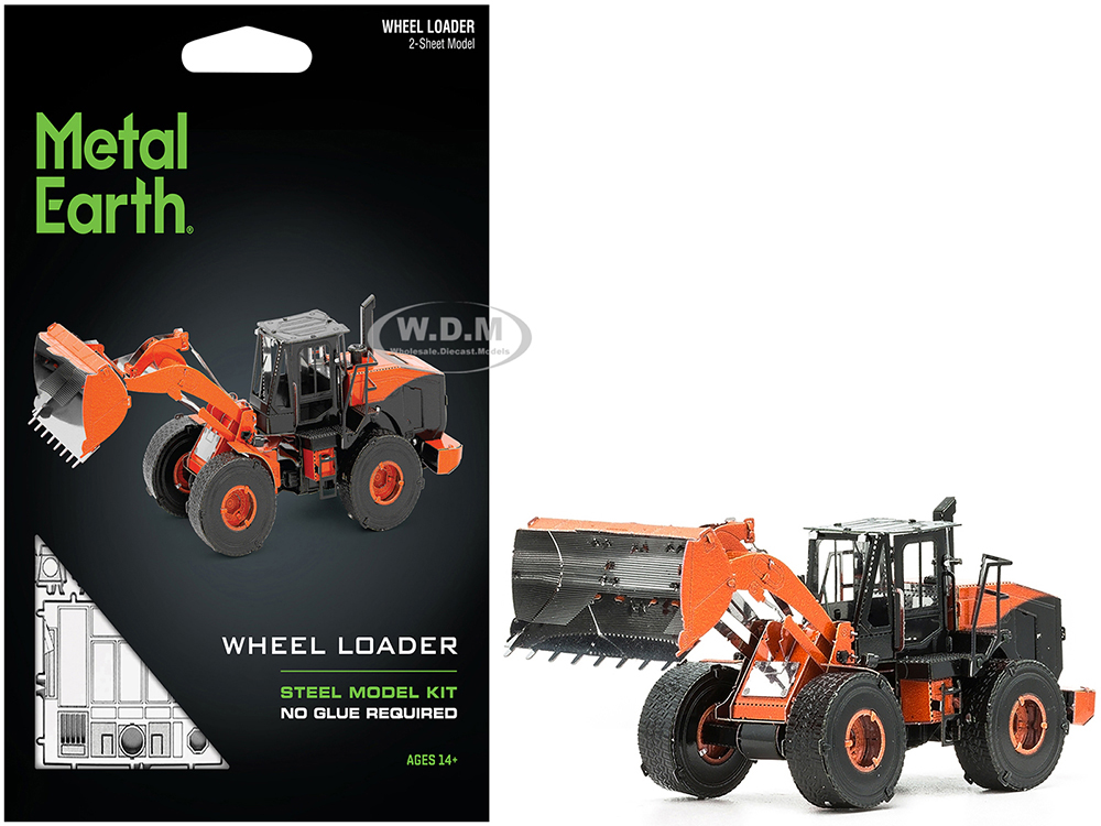 Model Kit Wheel Loader Orange and Black (Challenging Difficulty) Steel Model by Metal Earth