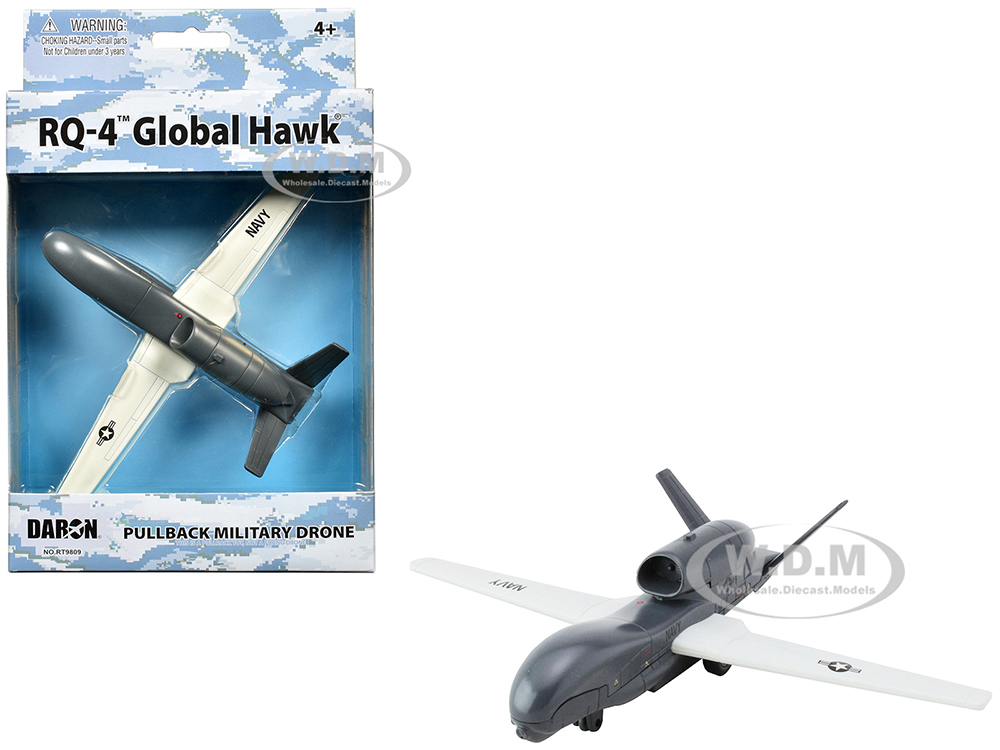 Northrop Grumman RQ-4 Global Hawk Military Drone United States Navy Gray and White Diecast Model Airplane by Daron