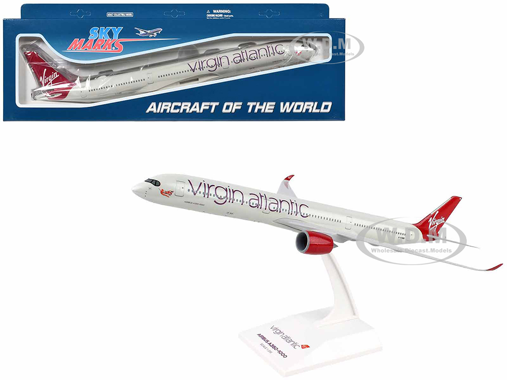 Airbus A350-1000 Commercial Aircraft Virgin Atlantic Airways (G-VXWB) Gray with Red Tail (Snap-Fit) 1/200 Plastic Model by Skymarks