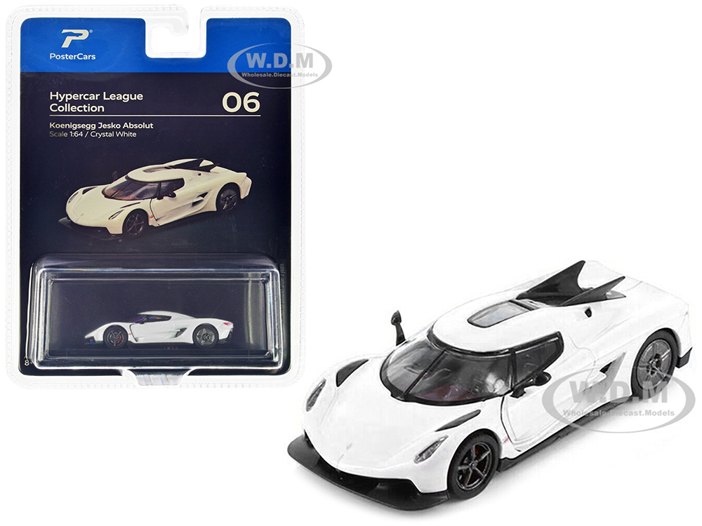 Koenigsegg Jesko Absolut Crystal White Metallic Hypercar League Collection 1/64 Diecast Model Car by PosterCars