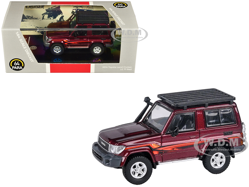 2014 Toyota Land Cruiser LC 71 Red Metallic with Graphics 1/64 Diecast Model Car by Paragon Models