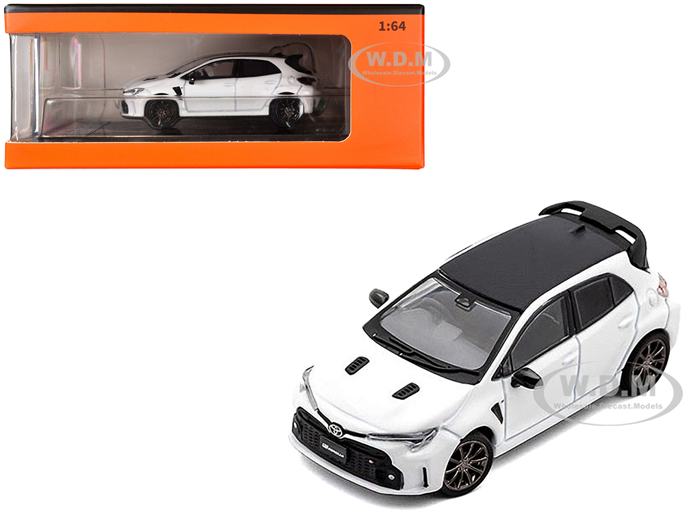 2022 Toyota GR Corolla RHD (Right Hand Drive) White Metallic with Black Top 1/64 Diecast Model Car by GCD