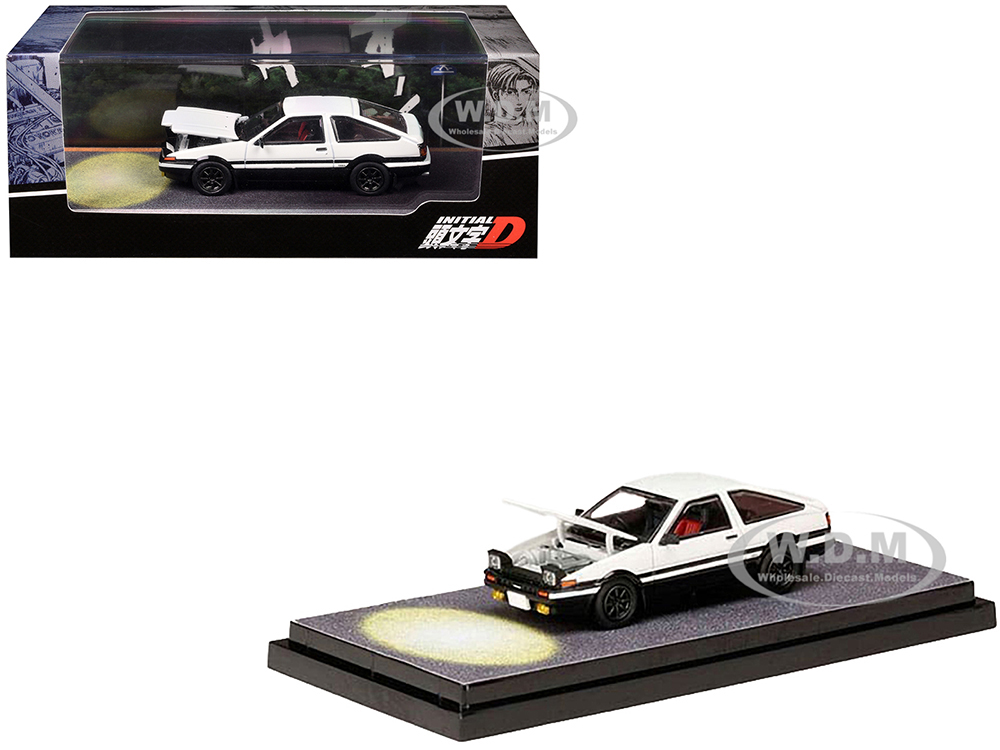 Toyota Sprinter Trueno (AE86) RHD (Right Hand Drive) White and Black "Engine Mounted Model VS Wataru Akiyama" "Initial D" (1995-2013) Manga 1/64 Diec