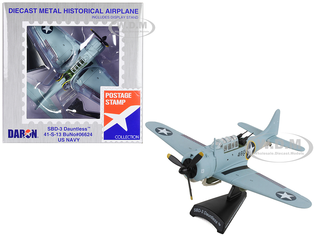 Douglas SBD-3 Dauntless Aircraft 41-S-13 United States Navy 1/87 Diecast Model Airplane by Postage Stamp