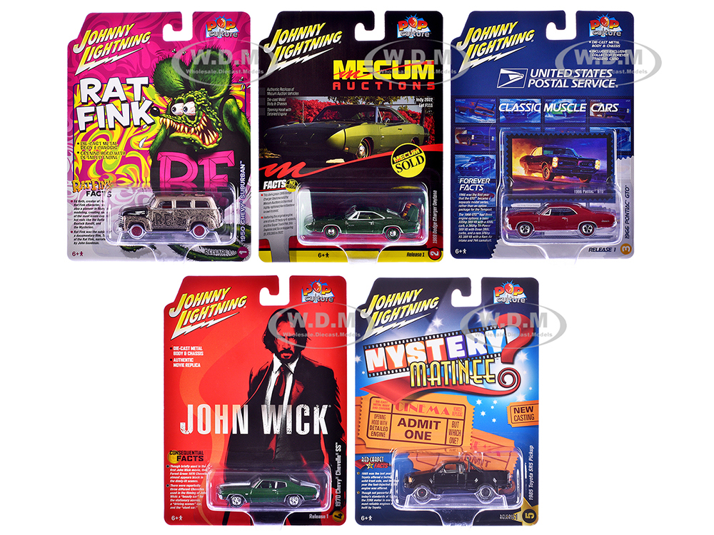 Pop Culture 2024 Set of 6 Cars Release 1 1/64 Diecast Model Cars by Johnny Lightning