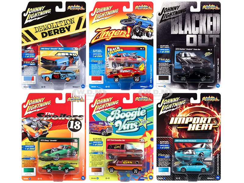 Street Freaks 2018 Release 3 Set A Of 6 Cars 1/64 Diecast Models By Johnny Lightning