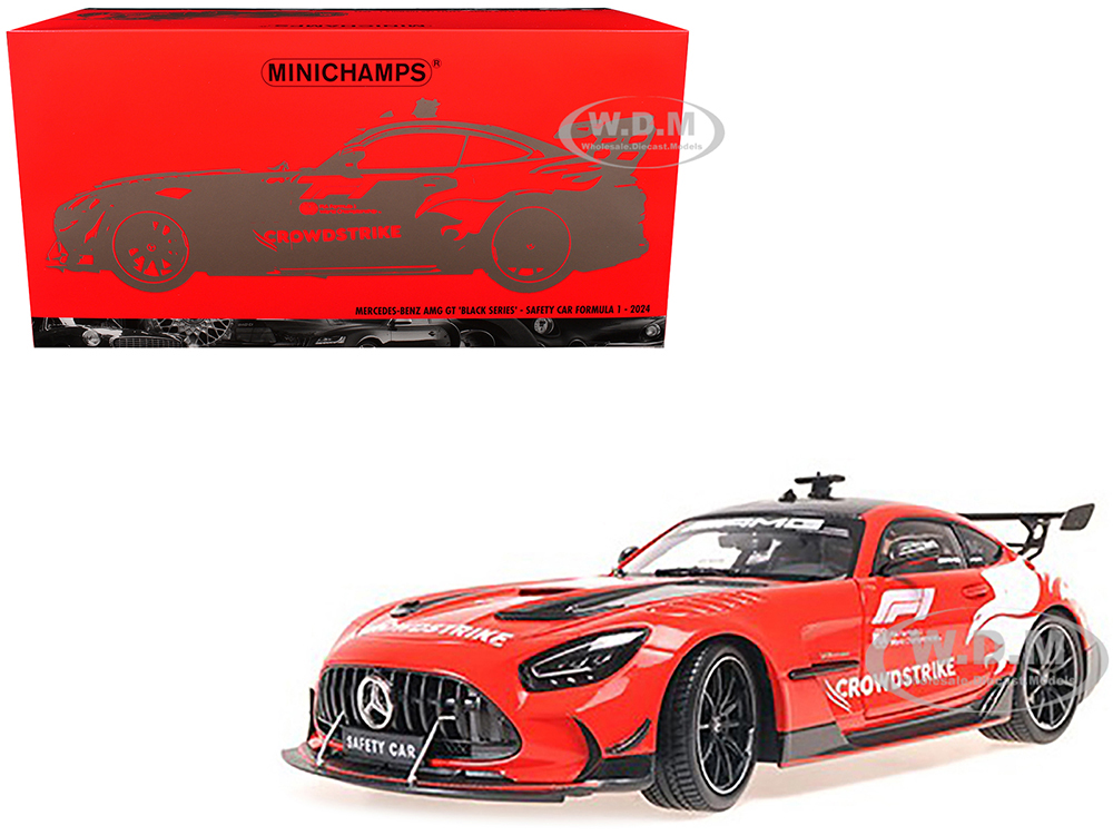 2024 Mercedes-Benz AMG GT Black Series "Formula 1 Safety Car" Red with Black Top and Hood Stripes and Graphics 1/18 Diecast Model Car by Minichamps