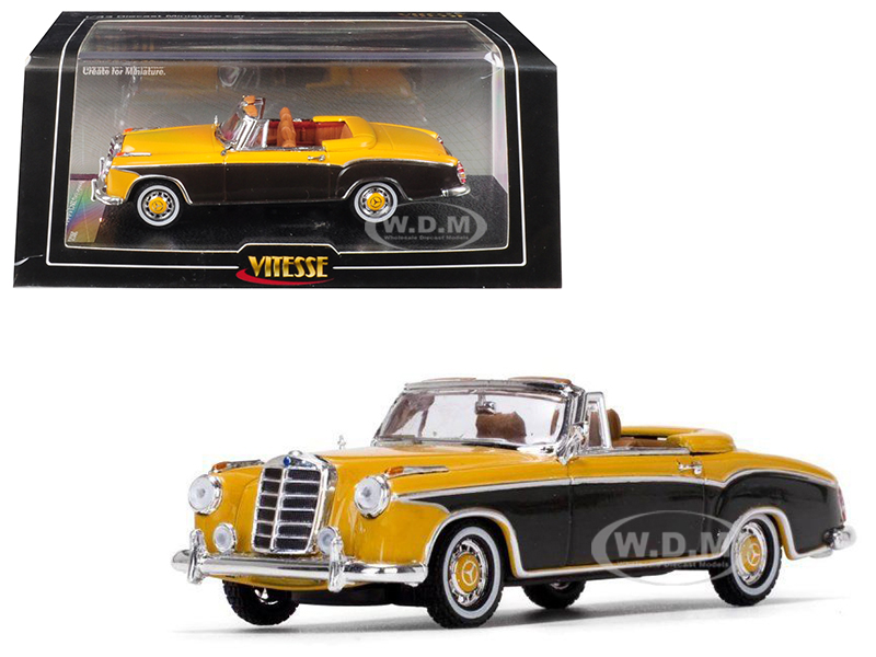 1958 Mercedes Benz 220 SE Cabriolet Yellow and Brazil Brown 1/43 Diecast Model Car by Vitesse