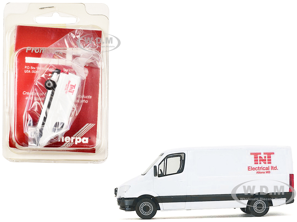 Mercedes-Benz Sprinter Van White "TNT Electrical Ltd." 1/87 (HO) Plastic Model Car by Promotex