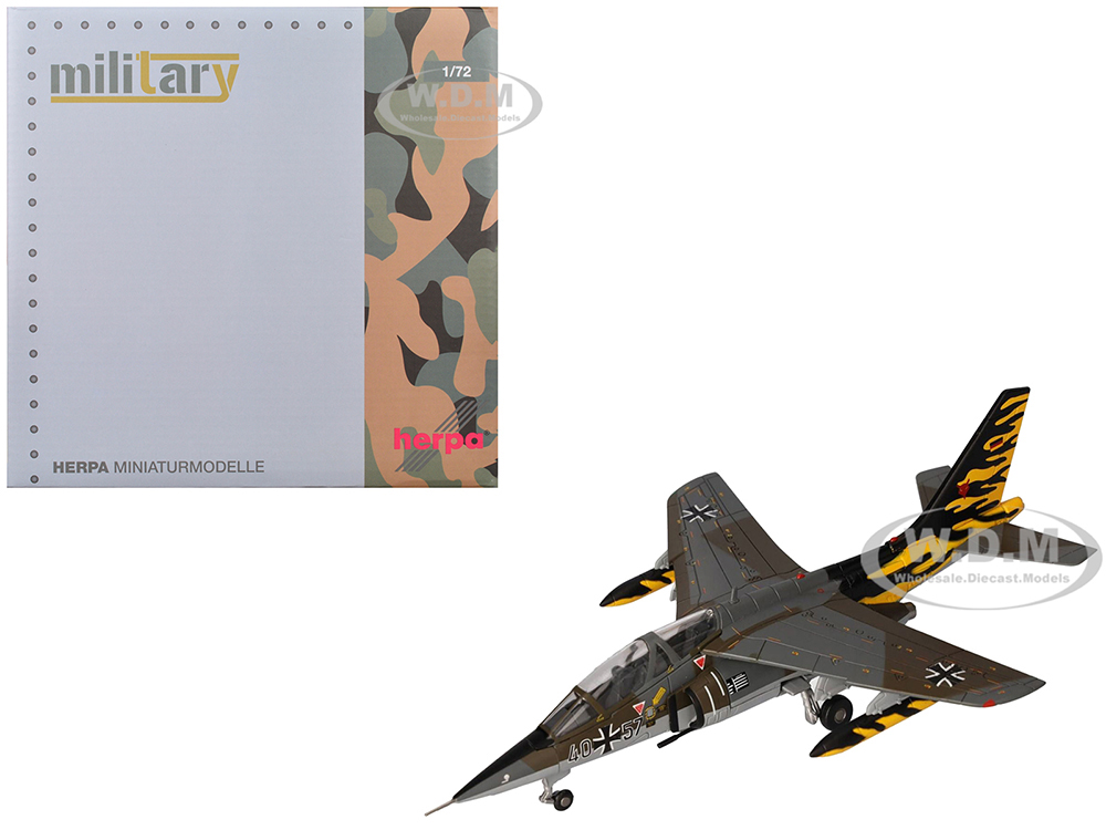 Dassault Alpha Jet A Aircraft 40+57 Fighter-Bomber Wing 43 JaboG 43 Oldenburg Air Base NATO Tiger Meet 1991 German Luftwaffe Military Series 1/72 Diecast Model Airplane by Herpa