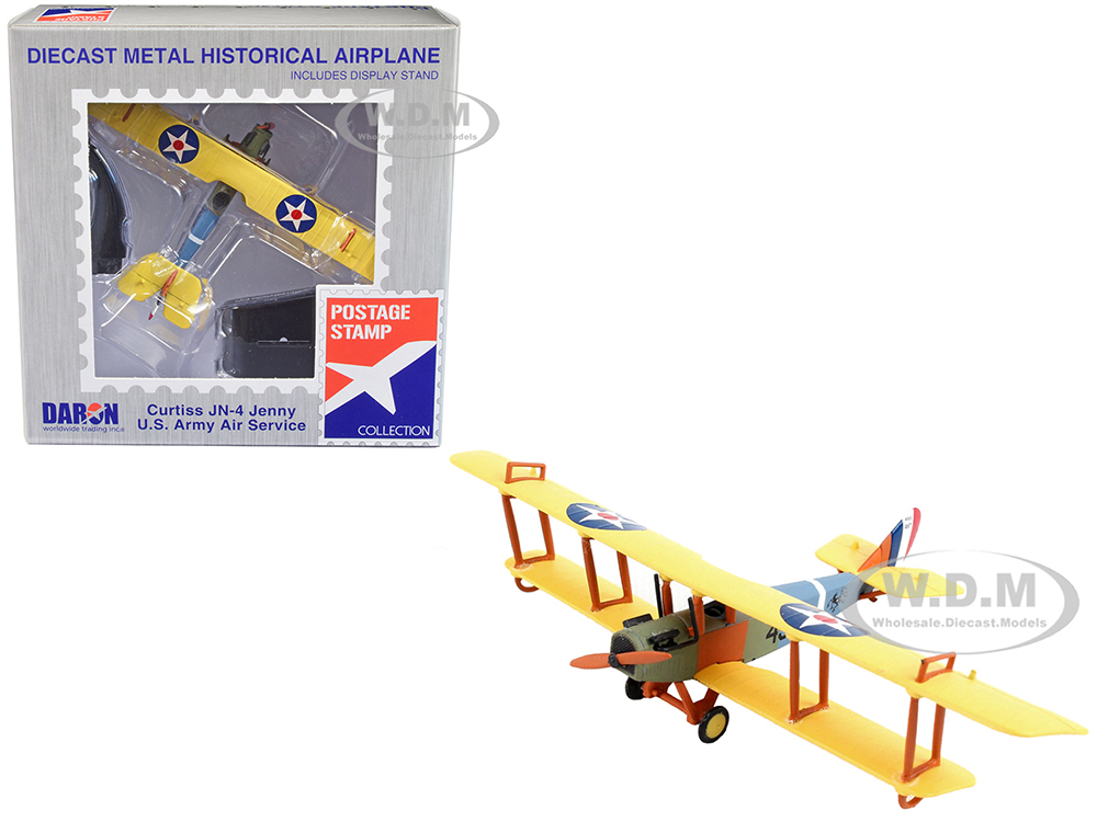 Curtiss JN4 Jenny Biplane Aircraft United States Army Air Service 1/100 Diecast Model Airplane by Postage Stamp