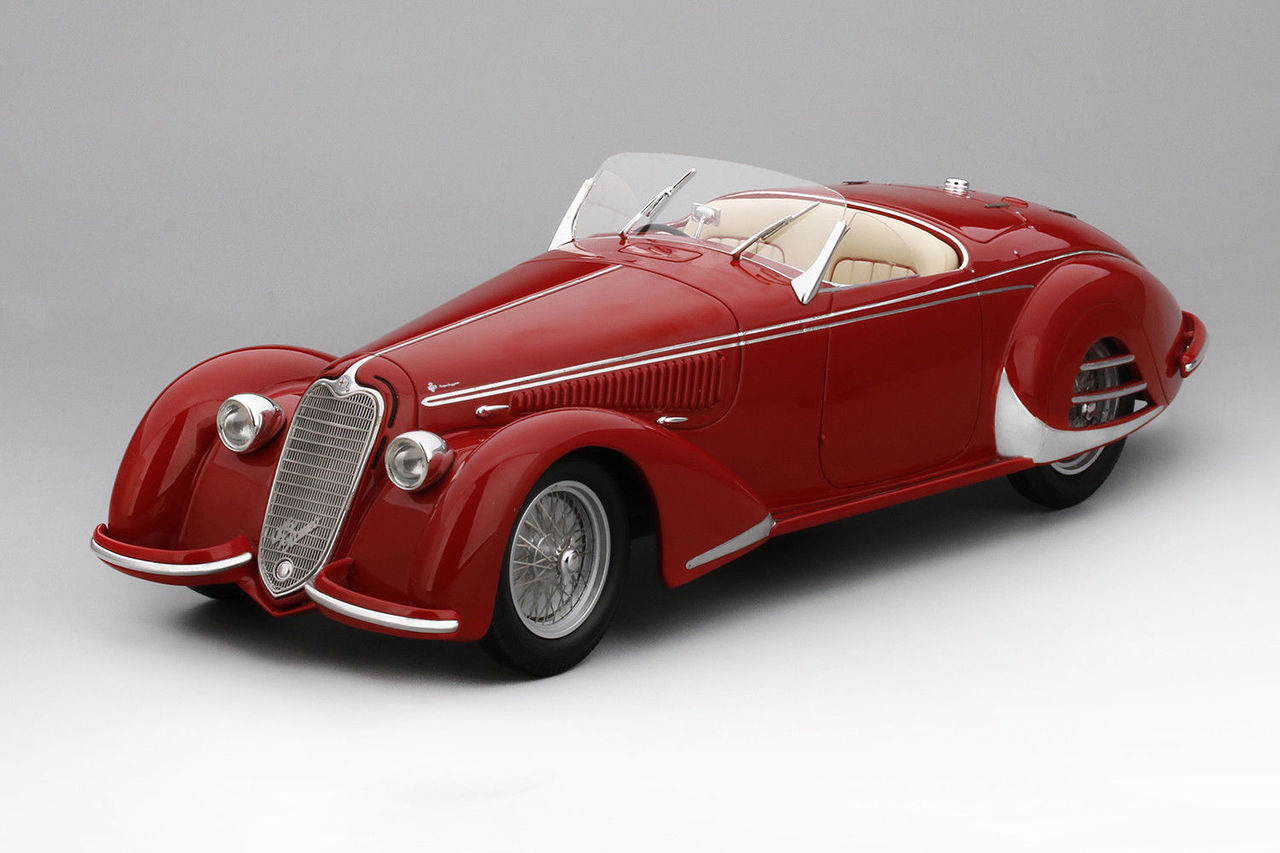 1938 Alfa Romeo 8c 2900b Touring Spider Carrozzeria Superleggera Red Collection Delegance 1/18 Model Car By True Scale Miniatures