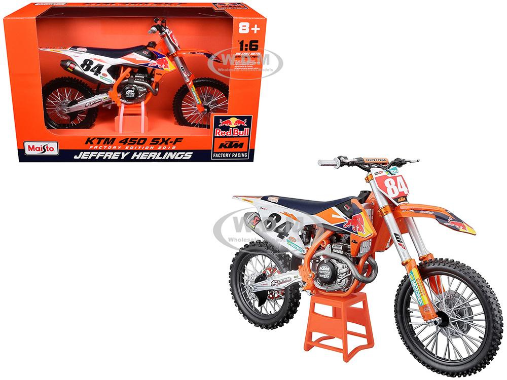 KTM 450 SX-F #84 Jeffrey Herlings Red Bull KTM Factory Racing (2018) 1/6 Diecast Motorcycle Model by Maisto