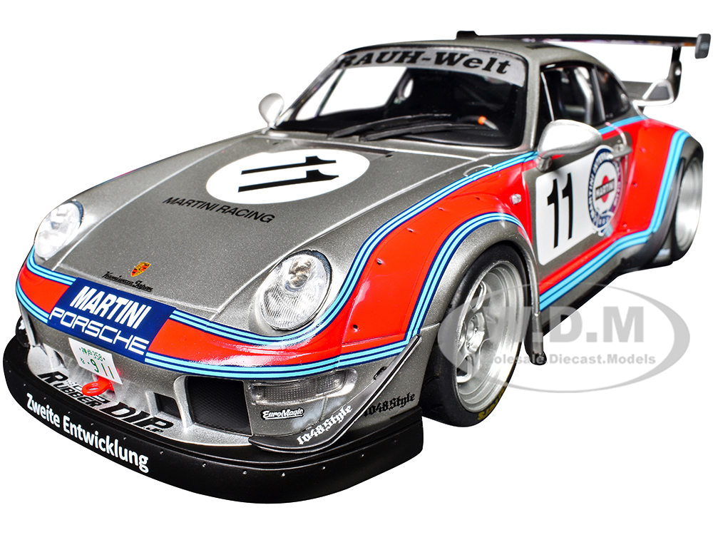 2020 RWB Bodykit 11 "Martini-Kamiwaza Racing" Silver Metallic with Graphics 1/18 Diecast Model Car by Solido