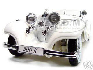1936 Mercedes 500k Special Roadster White 1/18 Diecast Model Car By Maisto